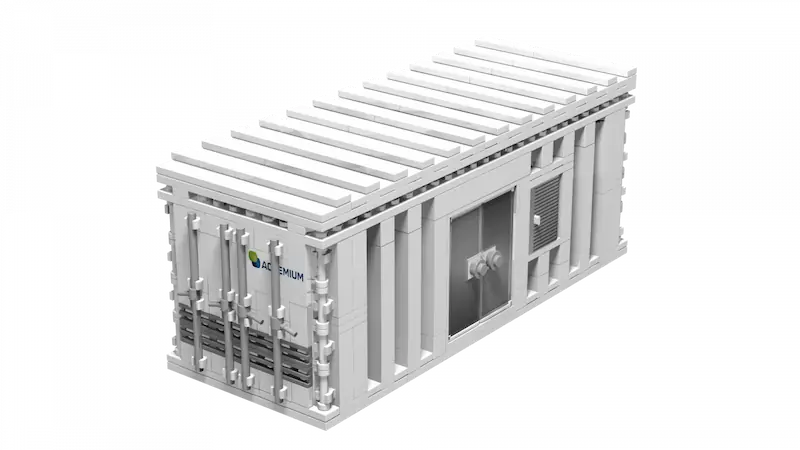 Fertiges Model des Energiecontainers der Firma Omexom aus Legosteinen